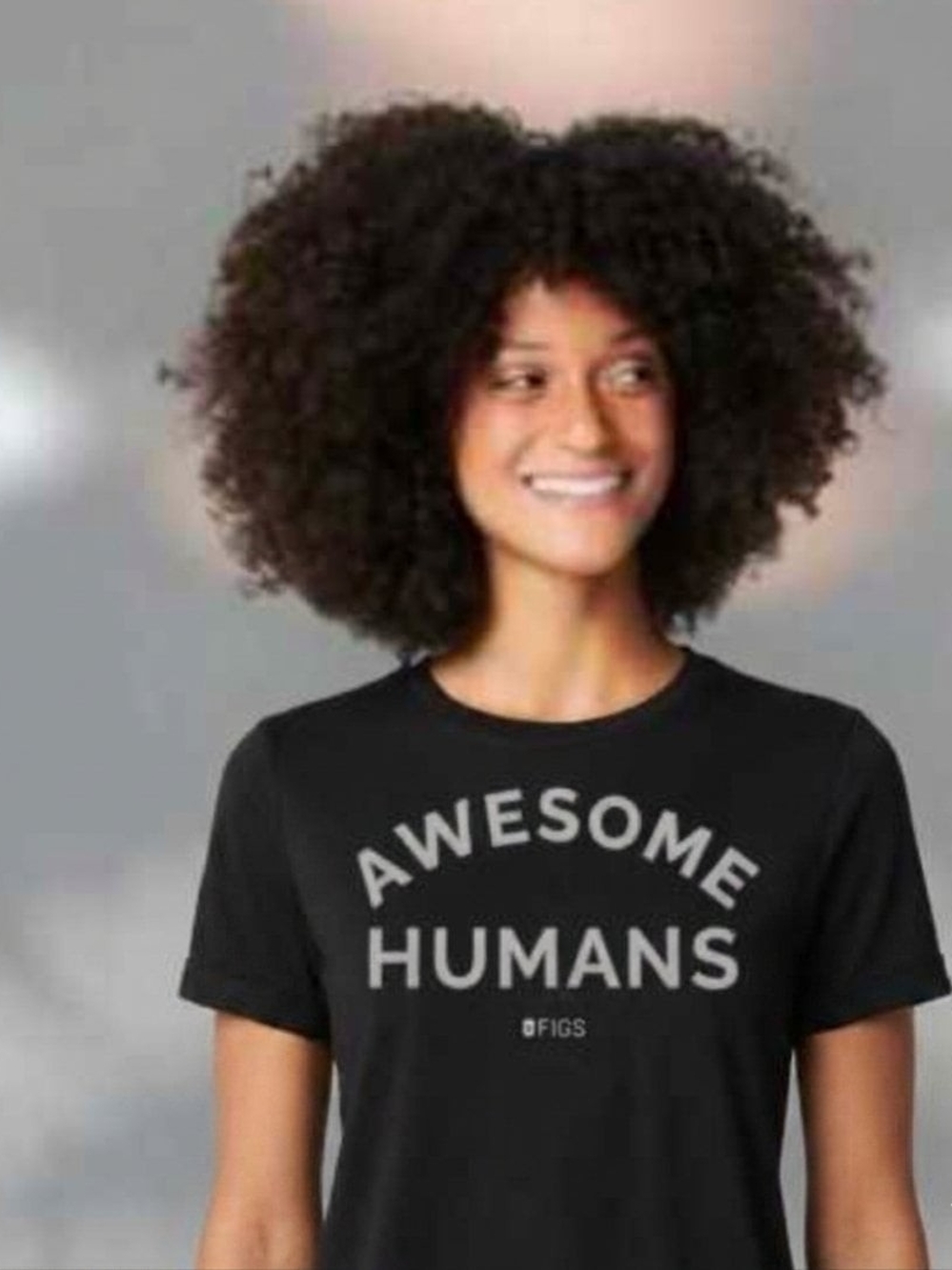 Figs Scrub Limited Edition Black 'Awesome Humans' Short Sleeve Tee